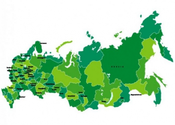 Политическая зеленая карта для России